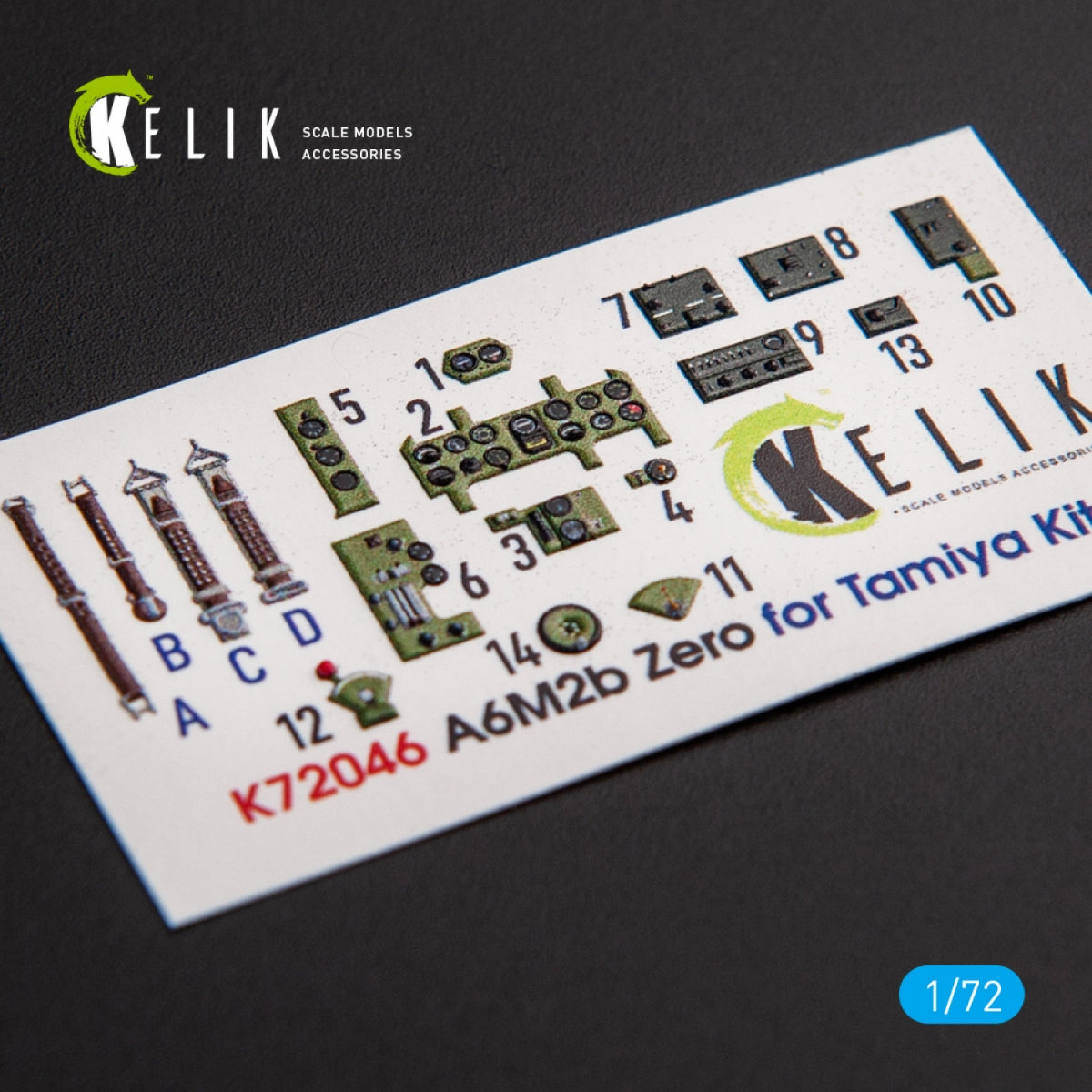 KELIK K72046 A6M2B ZERO - INTERIOR 3D DECALS FOR TAMIYA KIT 1/72