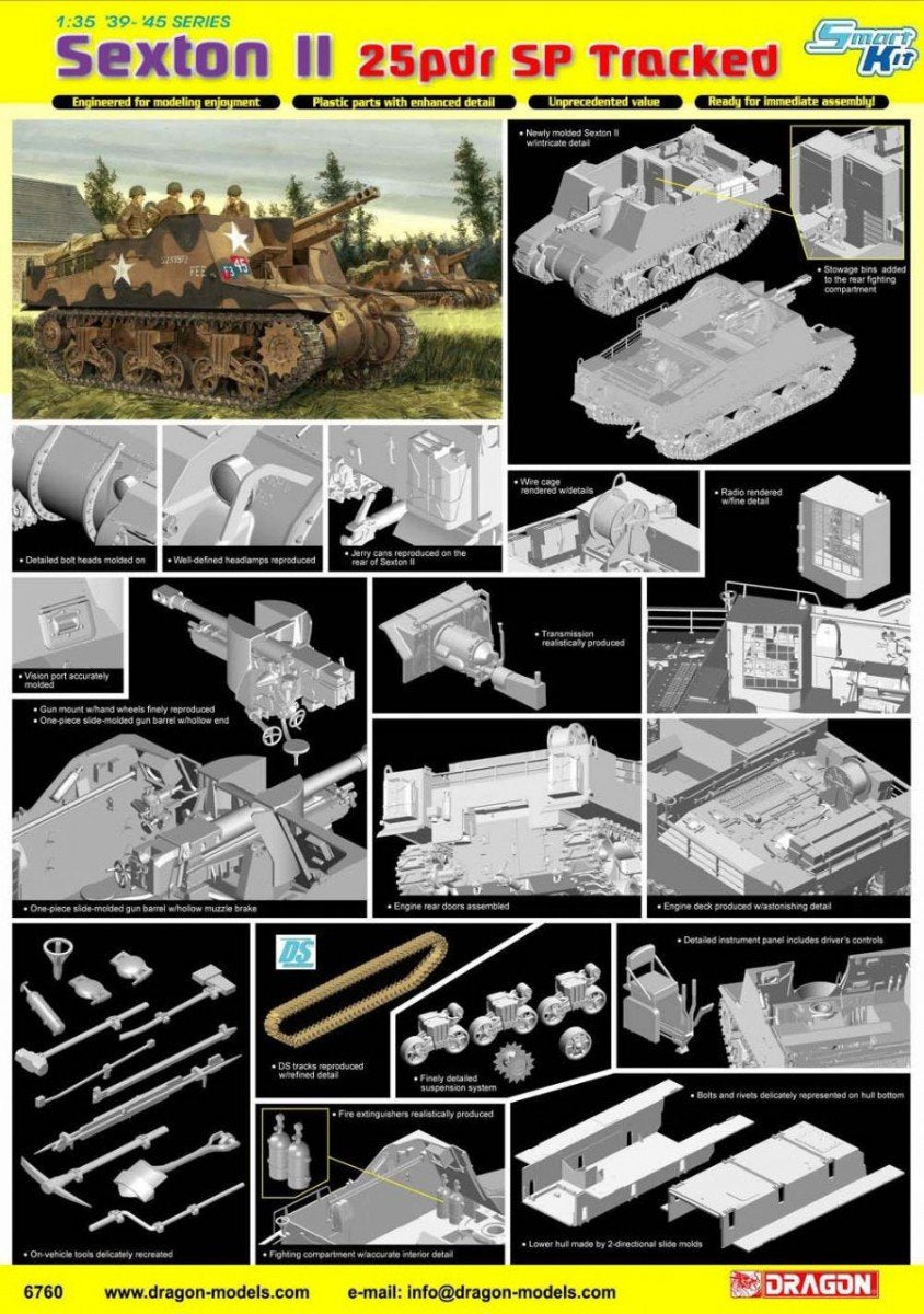 Dragon 6760 Sexton II 25pdr SP Chenillé (1/35) – image 2