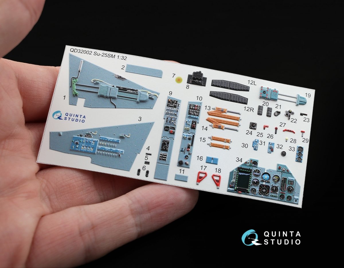 Intérieur imprimé en 3D et coloré sur papier décalcomanie Quinta Studio QD32002 Su-25SM (pour maquette Trumpeter) 1/32 – image 2