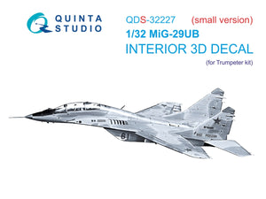 Quinta Studio QDS-32227 MiG-29UB 3D-Printed &amp;amp; coloured Interior (Trumpeter) (Small version) 1/32