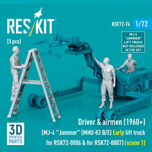 RESKIT RSF72-0074 Driver &amp;amp; airmen (1960+) (3 pcs) (MJ-4 &amp;quot;Jammer&amp;quot; (MHU-83 B/E) Early lift truck for RSK72-0006 &amp;amp; for RSK72-0007) (scene 1) (3D Printed) 1/72 – zdjęcie 2
