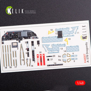 KELIK K48007 A-37B DRAGONFLY INTERIOR 3D DECALS FOR TRUMPETER KIT 1/48