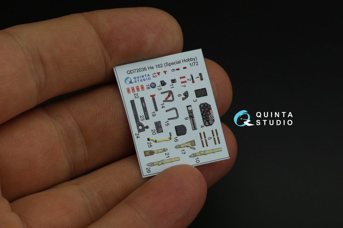 Quinta Studio QD72036 He 162 3D-Printed &amp;amp; coloured Interior on decal paper (Special Hobby) 1/72 – immagine 8