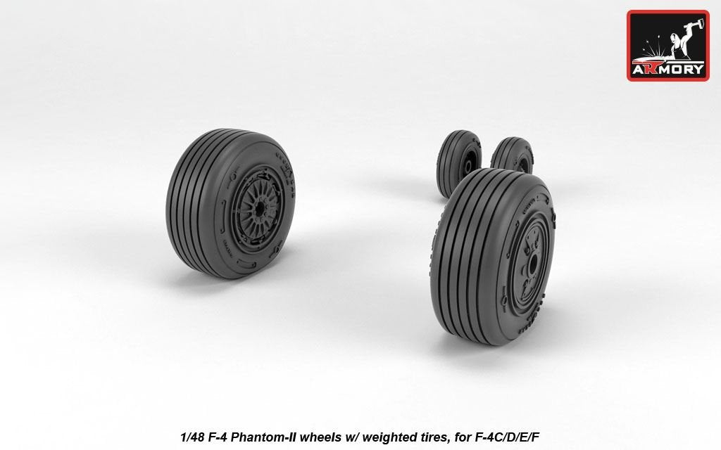 Armory Models AW48324 F-4 Phantom-II wheels w/ weighted tires, mid 1/48 – Bild 2
