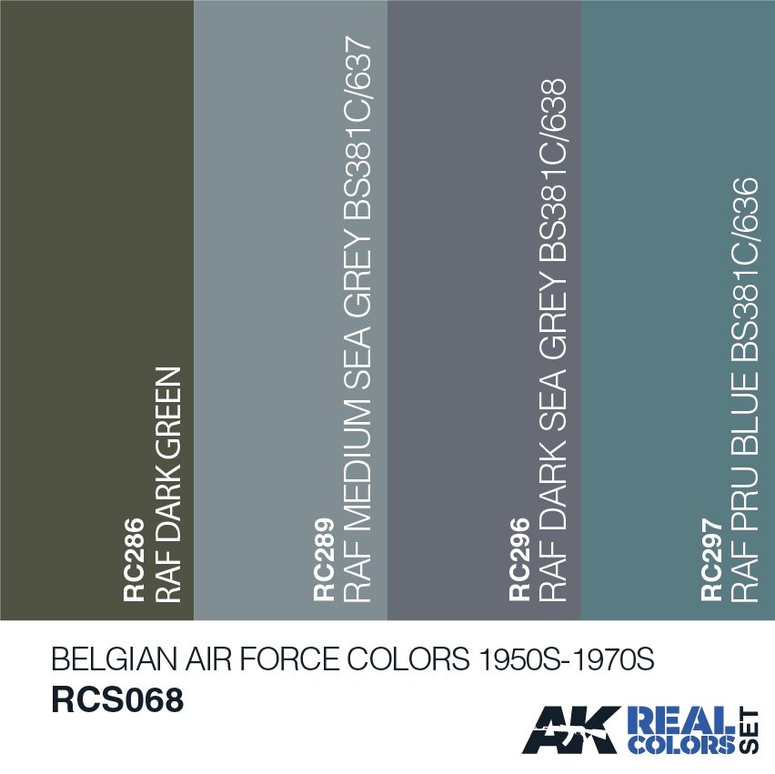 AK Interactive RCS068 BELGIAN AIR FORCE COLORS 1950S-1970S SET 4x10ml – Bild 2