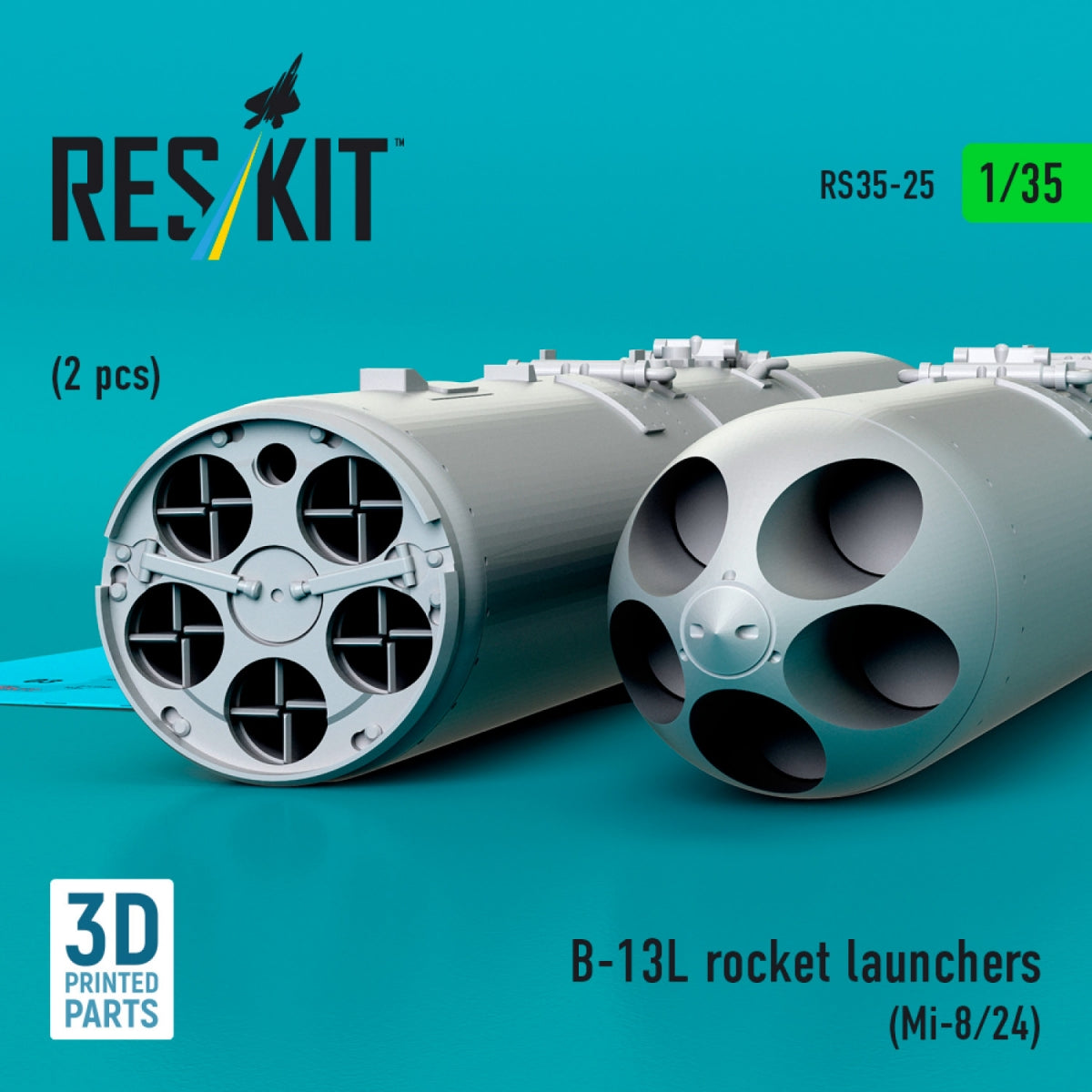 RESKIT RS35-0025 B-13L rocket launchers (2 pcs) (Mi-8/24) (3D printed) 1/35 – immagine 2