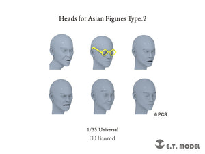 E.T. Model P35-340 Heads for Asian Figures Type.2 (Universal) 1/35