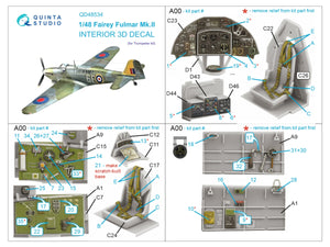 Quinta Studio QD48534 Fairey Fulmar Mk.II 3D-Printed &amp;amp; colored Interior on decal paper (Trumpeter) 1/48 – image 2