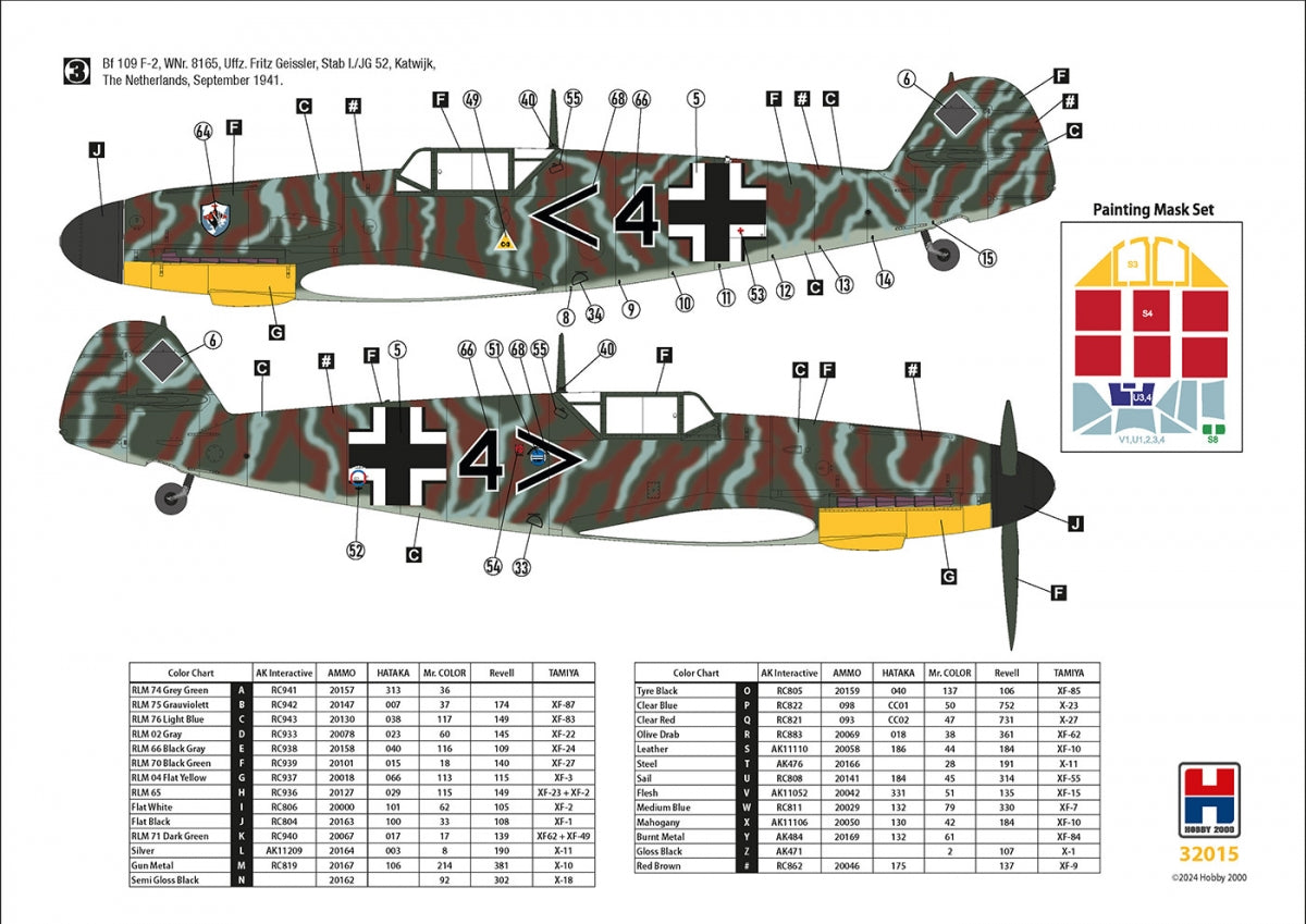 Hobby 2000 32015 Bf 109 F-2 Western Front (HASEGAWA + CARTOGRAF + MASKI + METAL PARTS) 1/32 – zdjęcie 2
