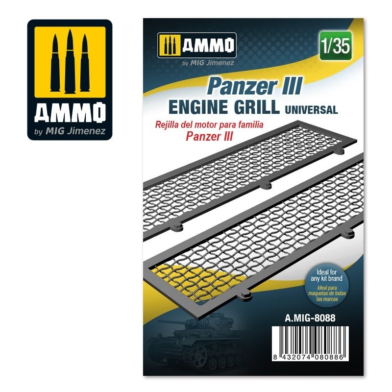 Munitions de grilles de moteur de Mig 8088 Panzer III universelles à l'échelle 1/35