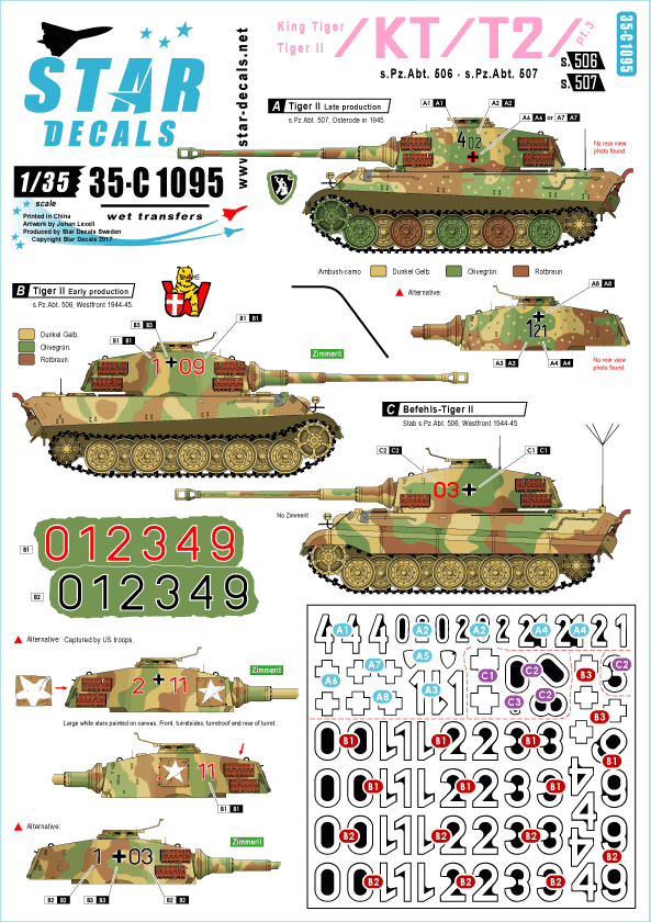 Star Decals 35-C1095 King Tiger / Tiger II n° 3 1/35