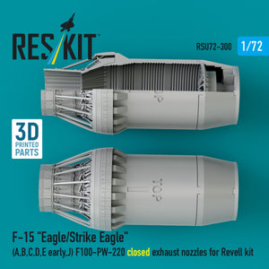 RESKIT RSU72-0300 F‑15 "Eagle/Strike Eagle" (A, B, C, D, E early, J) F100-PW-220 closed exhaust nozzles for Revell kit (3D Printed) 1/72