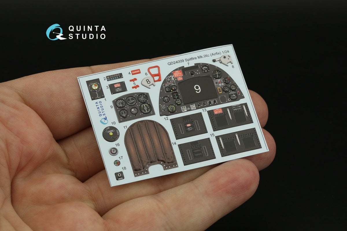 Quinta Studio QD24009 Spitfire Mk.IXc 3D-Printed &amp;amp; coloured Interior on decal paper (Airfix) 1/24 – immagine 10