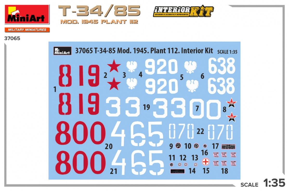 MiniArt 37065 T-34/85 MOD. 1945. PLANT 112. INTERIOR KIT 1/35 – immagine 2