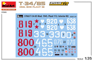 MiniArt 37065 T-34/85 MOD. 1945. PLANT 112. INTERIOR KIT 1/35 – immagine 2