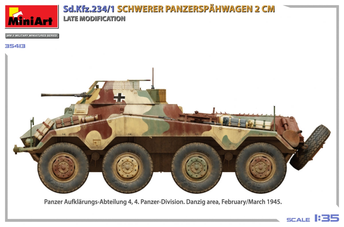 MiniArt 35413 Sd.Kfz.234/1 Schwerer Panzerspähwagen (2 cm). Late Mod 1/35 – immagine 6