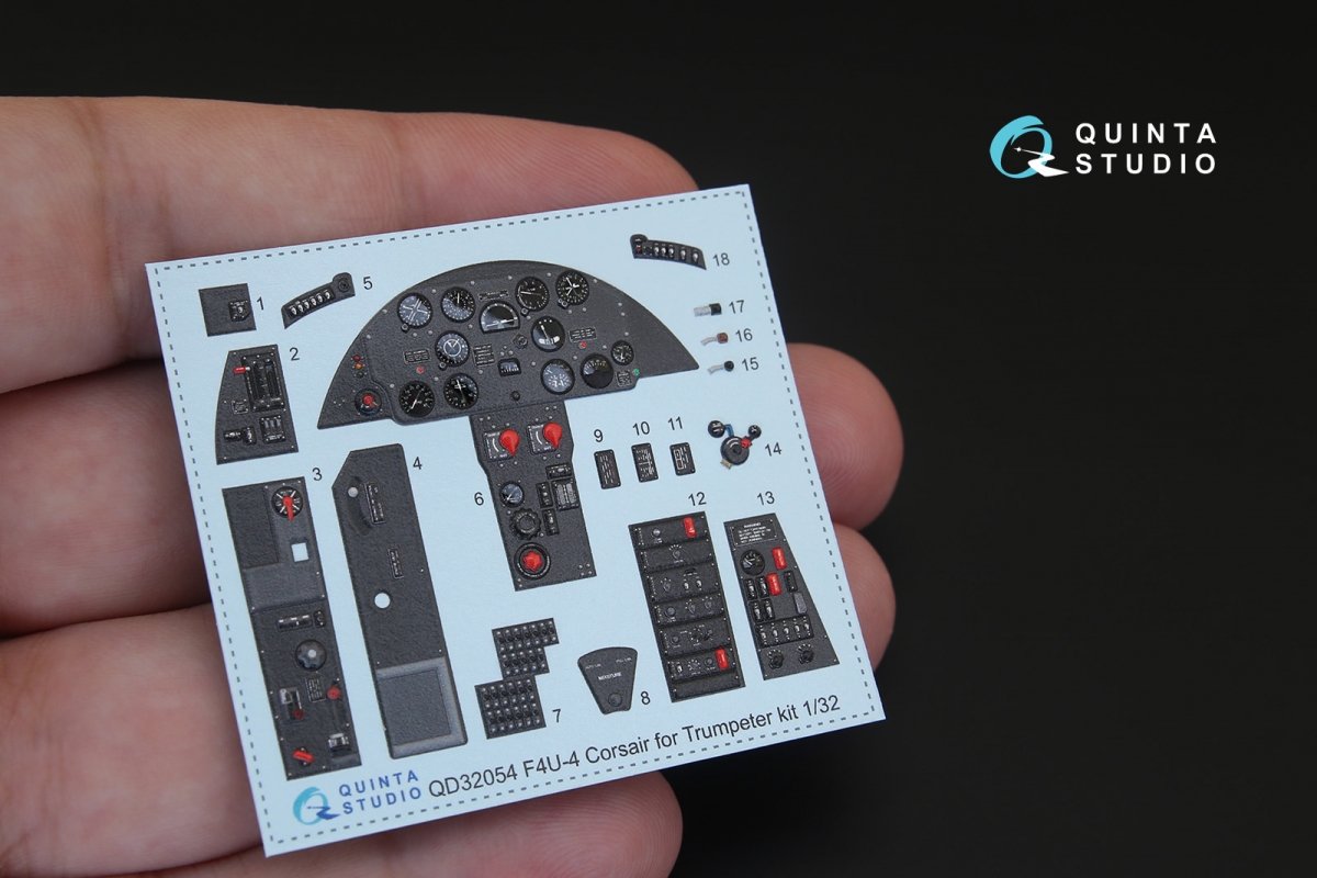 Quinta Studio QD32054 F4U-4 3D-Printed &amp;amp; coloured Interior on decal paper (for Trumpeter kit) 1/32 – immagine 4