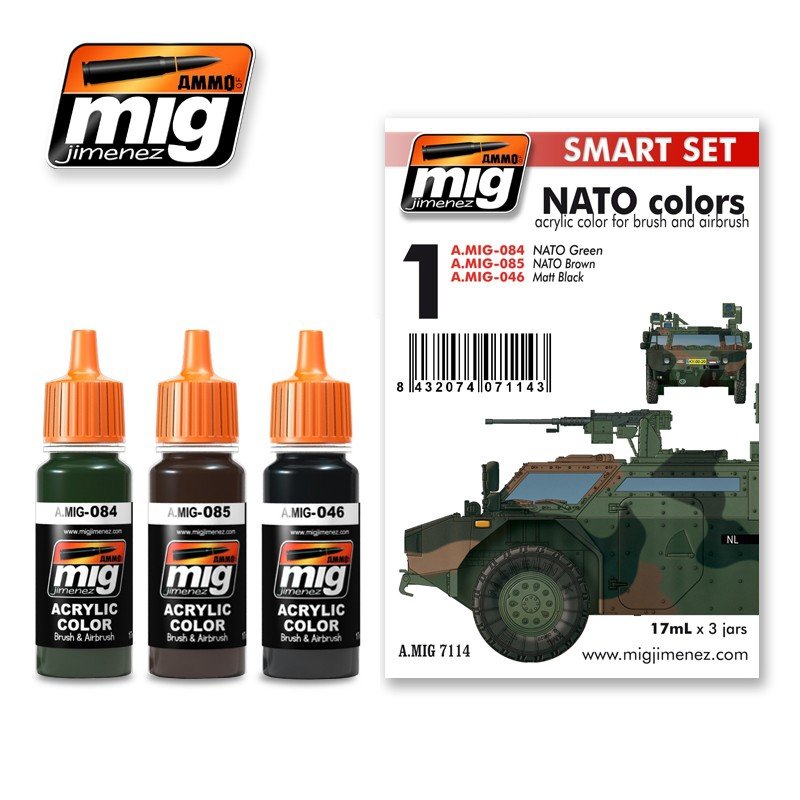 AMMO of Mig Jimenez 7114 NATO COLOR SET - SMART ACRYLIC SET