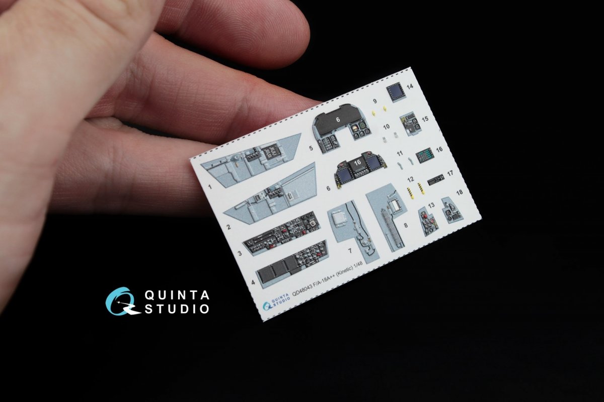 Intérieur imprimé en 3D et coloré sur papier décalcomanie Quinta Studio QD48043 F/A-18 A++ (pour Kinetic) 1/48  – image 2
