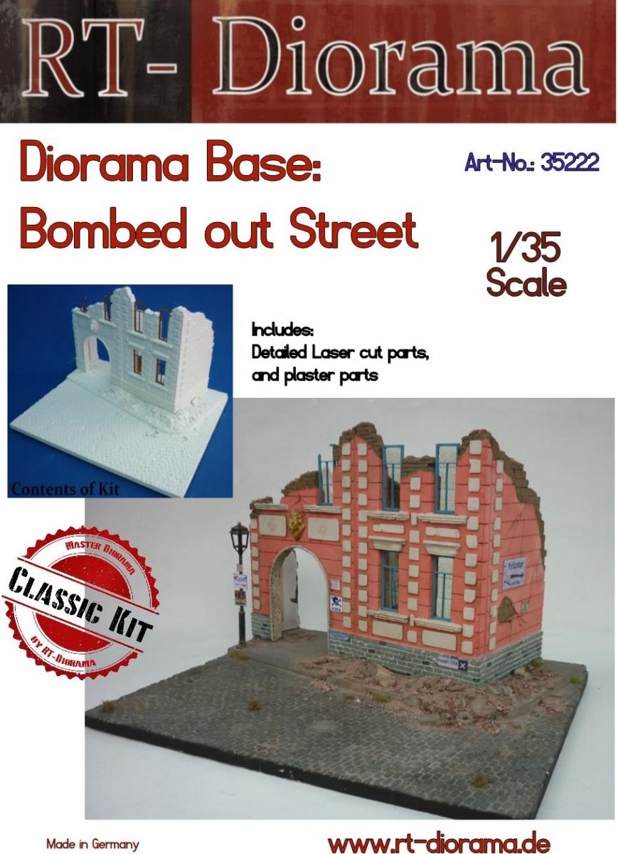 RT-Diorama 35222 Socle de diorama : « Rue bombardée » 1/35