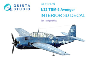 Intérieur coloré imprimé en 3D sur papier décalcomanie Quinta Studio QD32178 TBM-3 Avenger (Trumpeter) 1/32