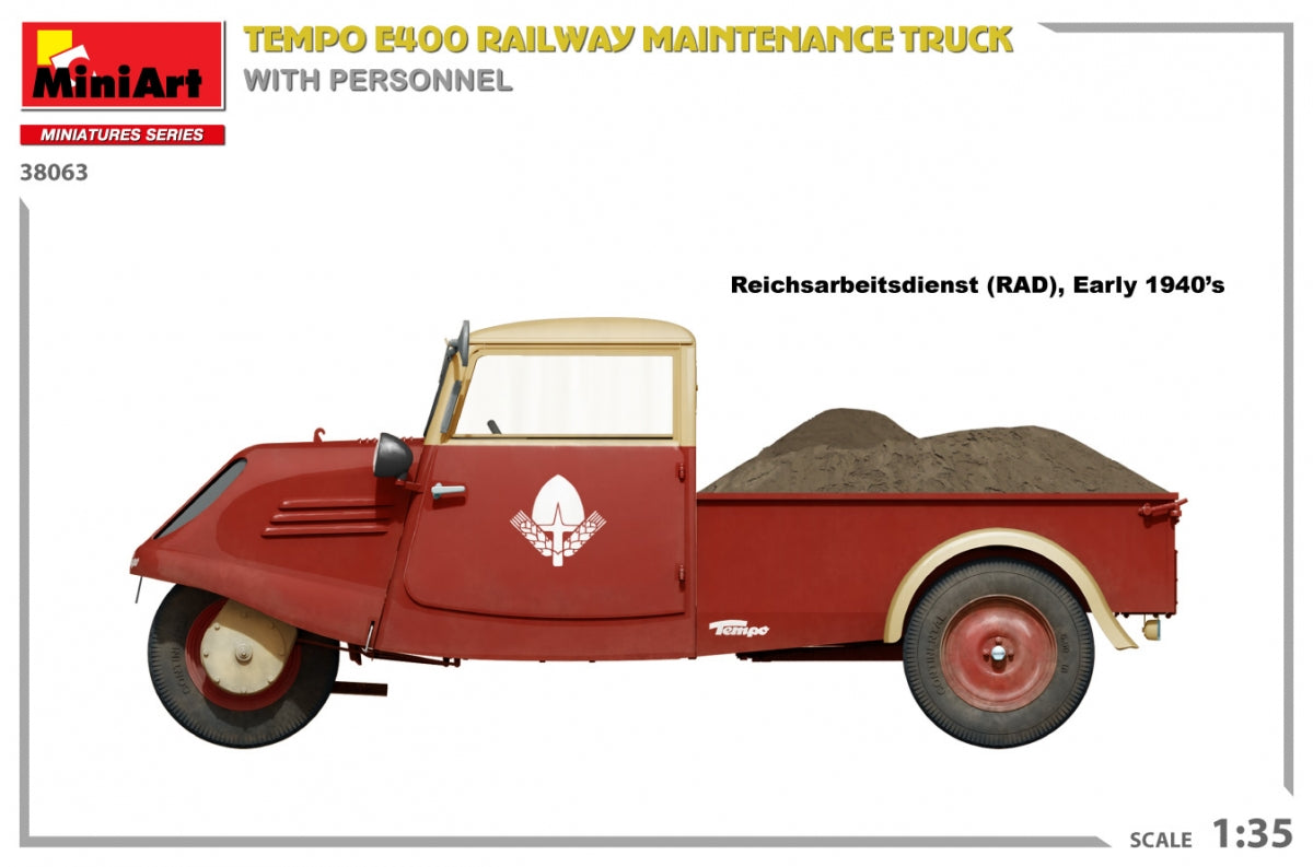 Camion d&amp;#39;entretien ferroviaire MiniArt 38063 Tempo E400 avec personnel 1/35 – image 7