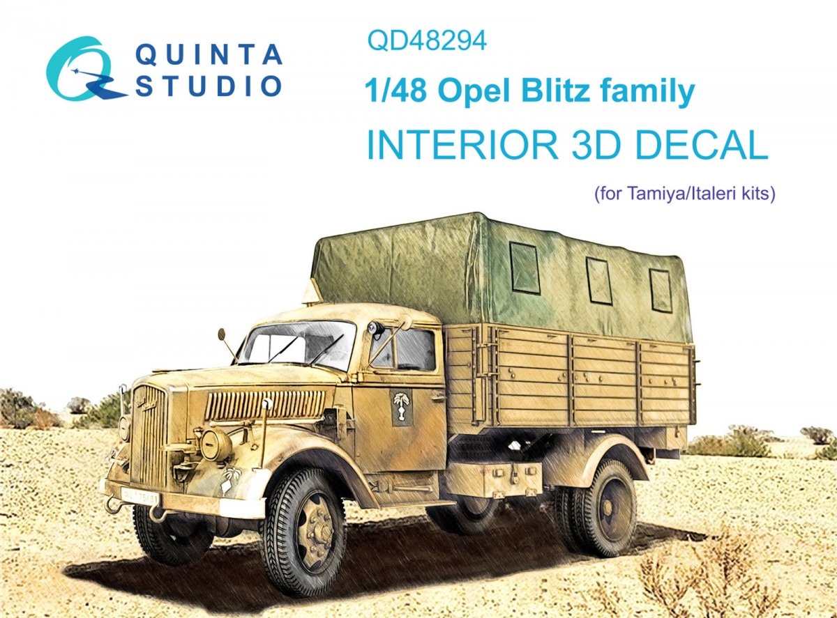 Quinta Studio QD48294 Opel Blitz family 3D-Printed &amp;amp; coloured Interior on decal paper (Tamiya/Italeri) 1/48