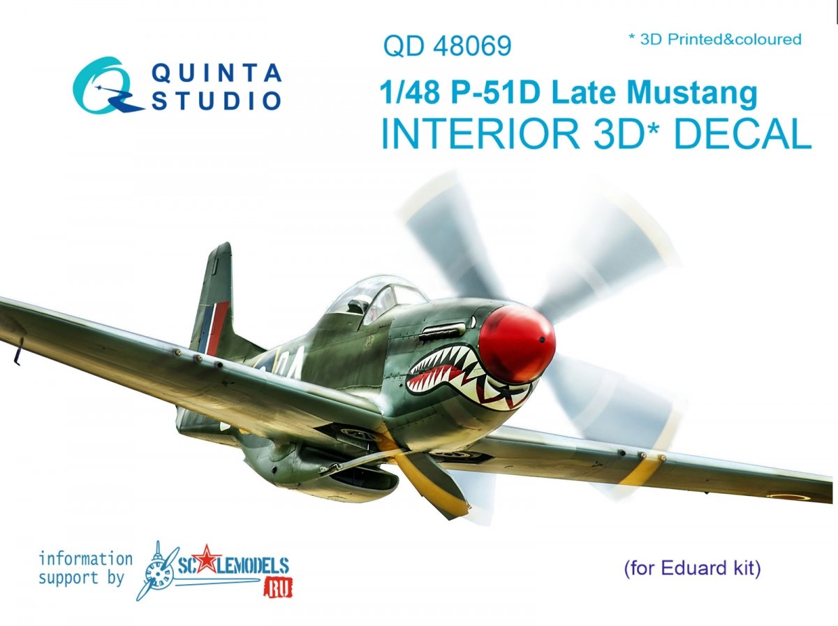 Quinta Studio QD48069 P-51D (Late) 3D-Printed & coloured Interior on decal paper (for Eduard kit) 1/48