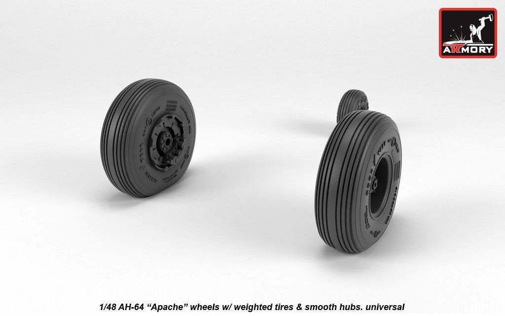 Armory Models AW48330 AH-64 Apache wheels w/ weighted tires, smooth hubs 1/48 – Bild 4