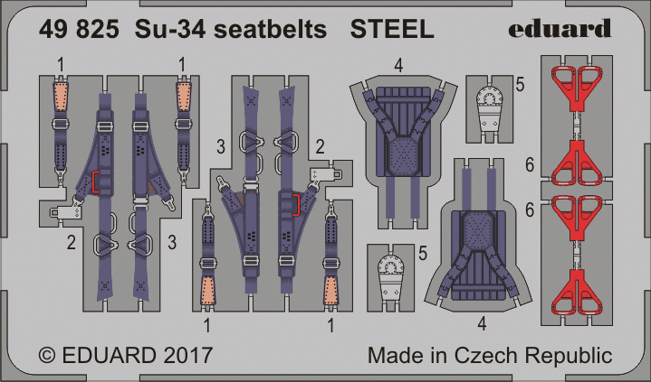 Ceintures de sécurité Eduard 49825 Su-34 en acier HOBBY BOSS 1/48