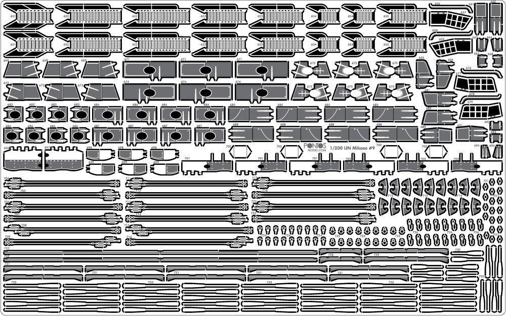 Pontos 23008F1 IJN MIKASA 1905 Detail Up Set 1/200 – immagine 32