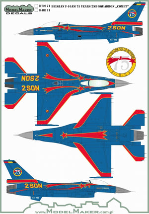 ModelMaker Decals D48171 Belgian F-16AM 75 Years 2ND Squadron „Comet” 1/48