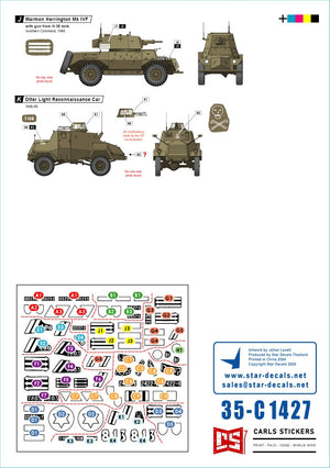 Star Decals 35-C1427 Early IDF markings # 1. Israeli armoured cars and AFVs in 1948-49. Daimler AC Mk 2, Humber AC Mk IV, Humber LRC, Marmon-Herrington Mk IVF, M3 White Scout Car, Humber SC, CMP C15TA. 1/35 – immagine 3