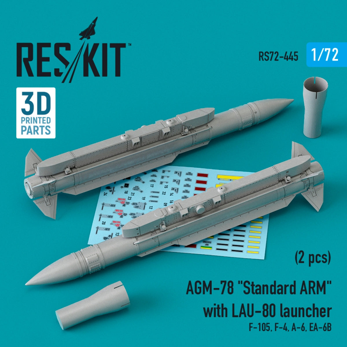 RESKIT RS72-0445 AGM-78 « ARME STANDARD » AVEC LANCEUR LAU-80 (2 PIÈCES) 1/72