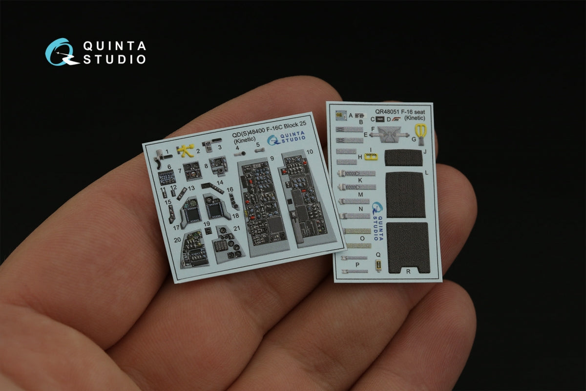 Quinta Studio QD48400 F-16C block 25 3D-Printed &amp;amp; coloured Interior on decal paper (Kinetic 2022 tool) 1/48 – immagine 5