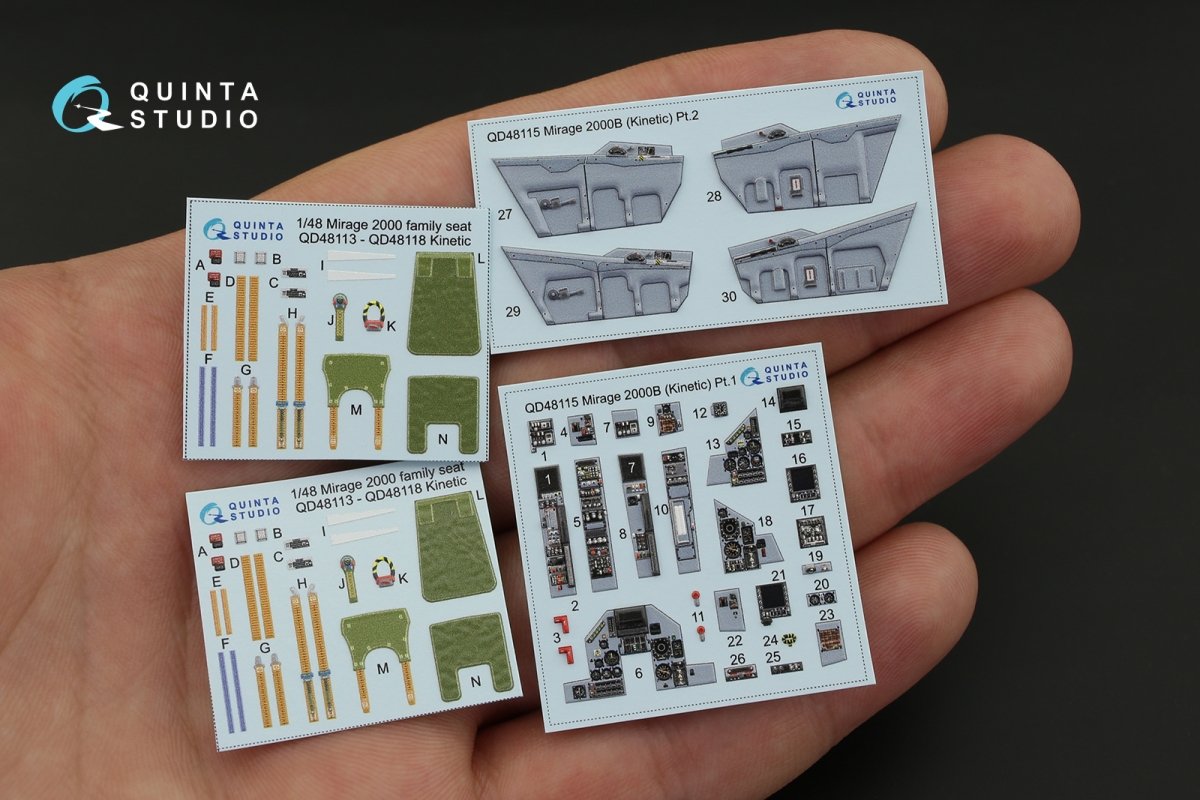 Quinta Studio QD48115 Mirage 2000B 3D-Printed &amp;amp; coloured Interior on decal paper (for Kinetic kit) 1/48 – zdjęcie 2