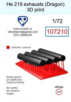 Omask 107210 He 219 exhausts (Dragon) 3D print 1/72 – imagen 2