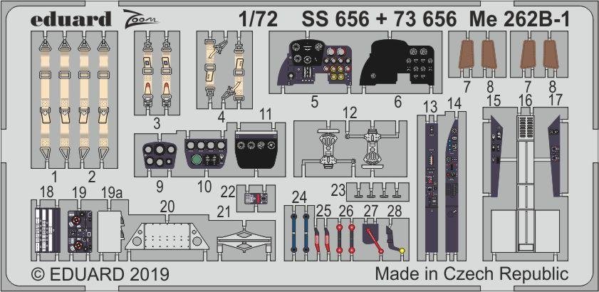 Maquette Eduard SS656 Me 262B-1 au 1/72 AIRFIX