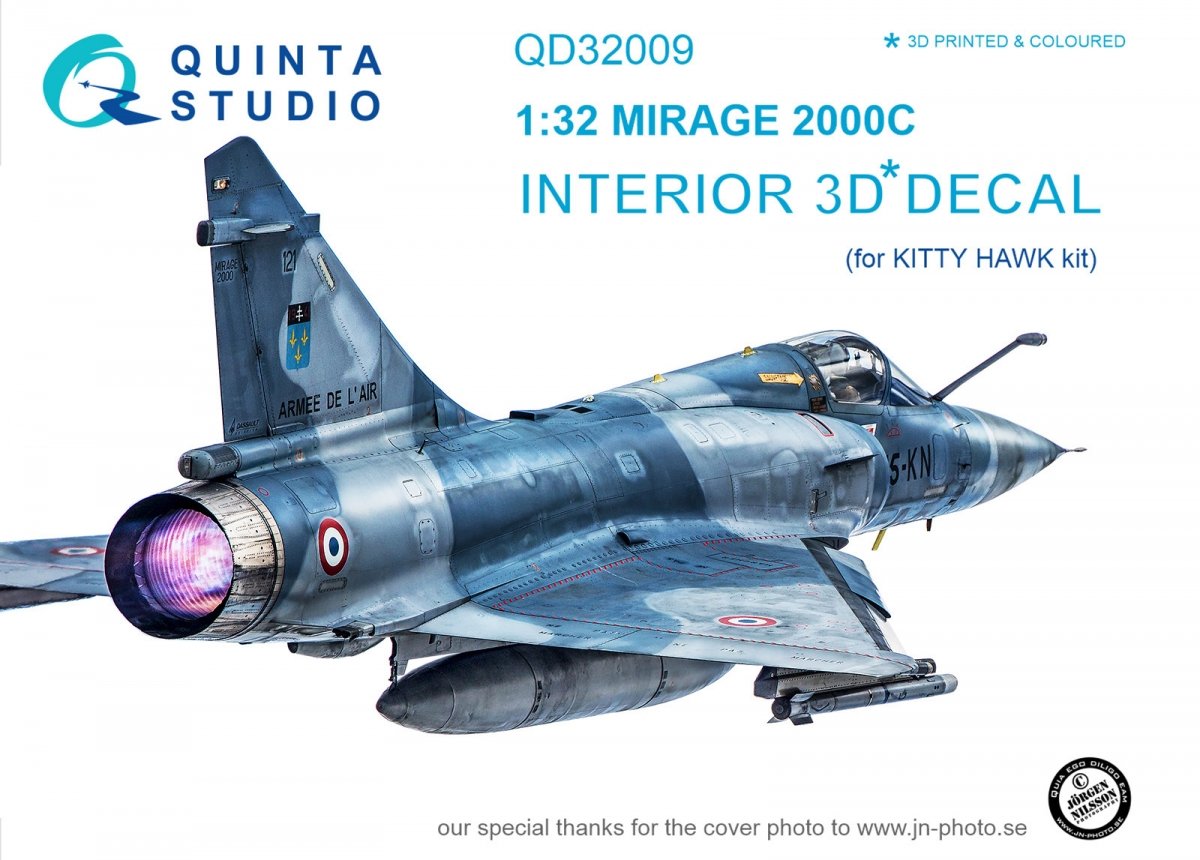 Intérieur imprimé en 3D et coloré sur papier décalcomanie Quinta Studio QD32009 Mirage 2000C (pour maquette Kitty Hawk) 1/32