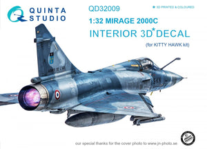 Quinta Studio QD32009 Mirage 2000C 3D-Printed &amp;amp; coloured Interior on decal paper (for Kitty Hawk kit) 1/32