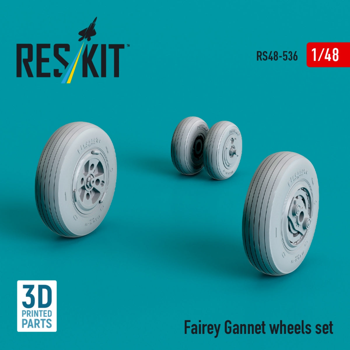 RESKIT RS48-0536 Jeu de roues Fairey Gannet (Imprimé en 3D) 1/48 – image 3
