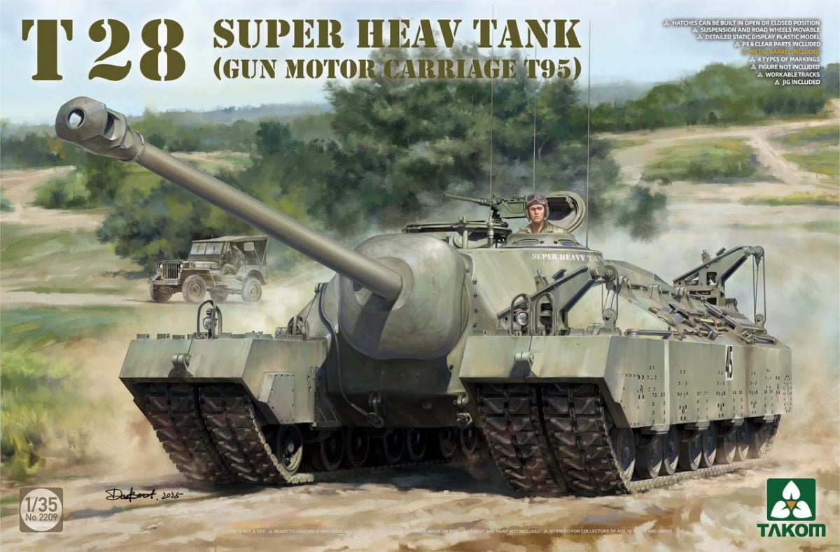 Takom 2209W T28 BOX MODELING GUIDE + T28 SUPER HEAVY TANK + M28A1/A2 SUPER ASSAULT TANK 1/35