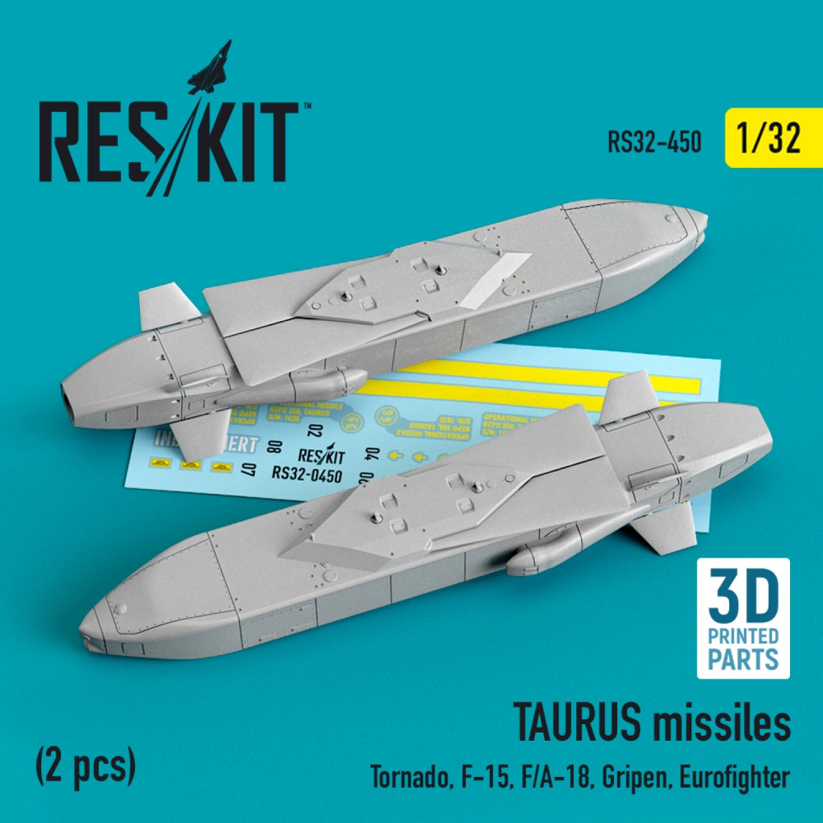 MISSILES TAURUS RESKIT RS32-0450 (2 PIÈCES) (IMPRIMÉS EN 3D) 1/32