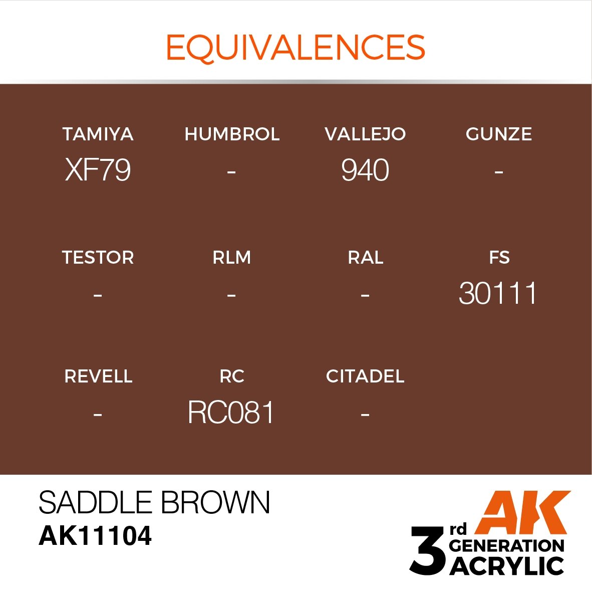 AK Interactive AK11104 SADDLE BROWN – STANDARD 17ml – zdjęcie 3
