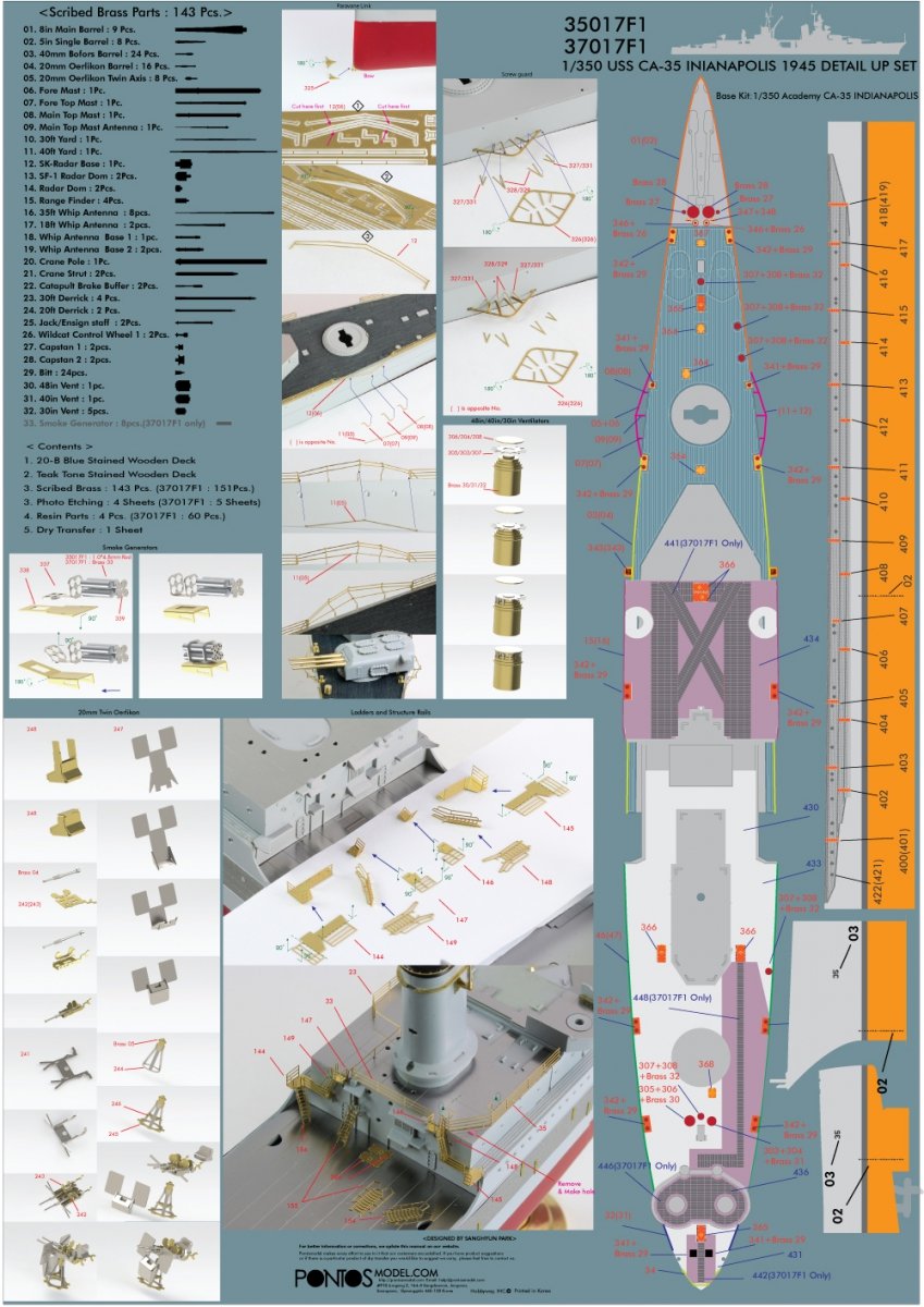 Pontos 35017F1 USS CA-35 Indianapolis 1945 Detail Up Set 1/350 – immagine 3