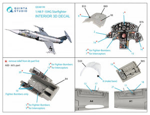 Quinta Studio QD48199 F-104G 3D-Printed &amp;amp; coloured Interior on decal paper (Kinetic) 1/48 – immagine 2
