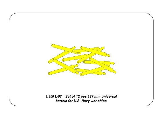 Aber 350L-07 Set of 12 pcs 127 mm universale barrels for U.S. Navy ships 1/350 – immagine 8