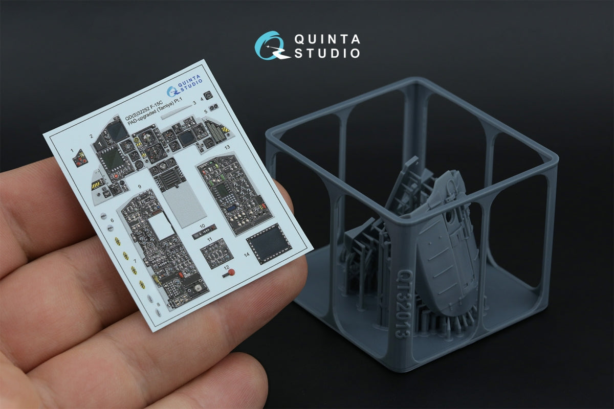 Quinta Studio QDS+32252 F-15C PAD-upgraded 3D-Printed &amp;amp; coloured Interior on decal paper (Tamiya) (Small version) (with 3D-printed resin parts) 1/32 – immagine 2