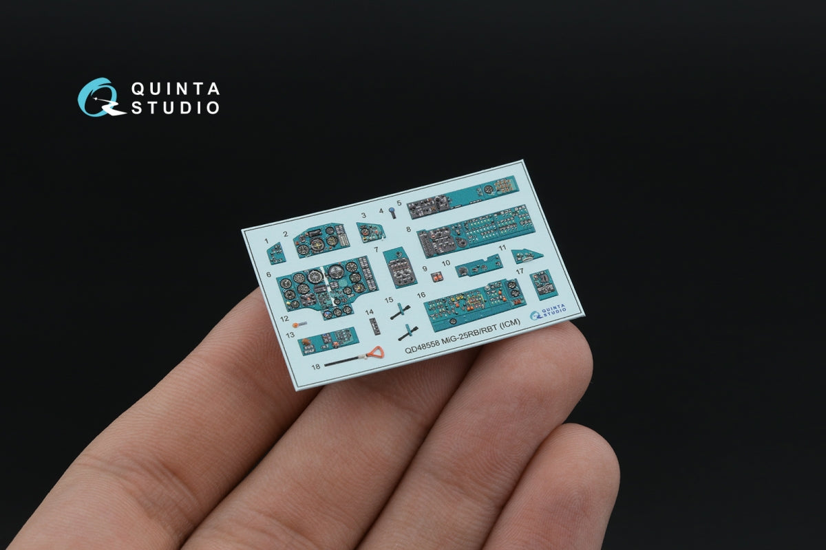 Quinta Studio QD+48558 MiG-25RB/MiG-25RBT 3D-Printed &amp;amp; coloured Interior on decal paper (ICM) (with 3D-printed resin parts) 1/48 – immagine 6
