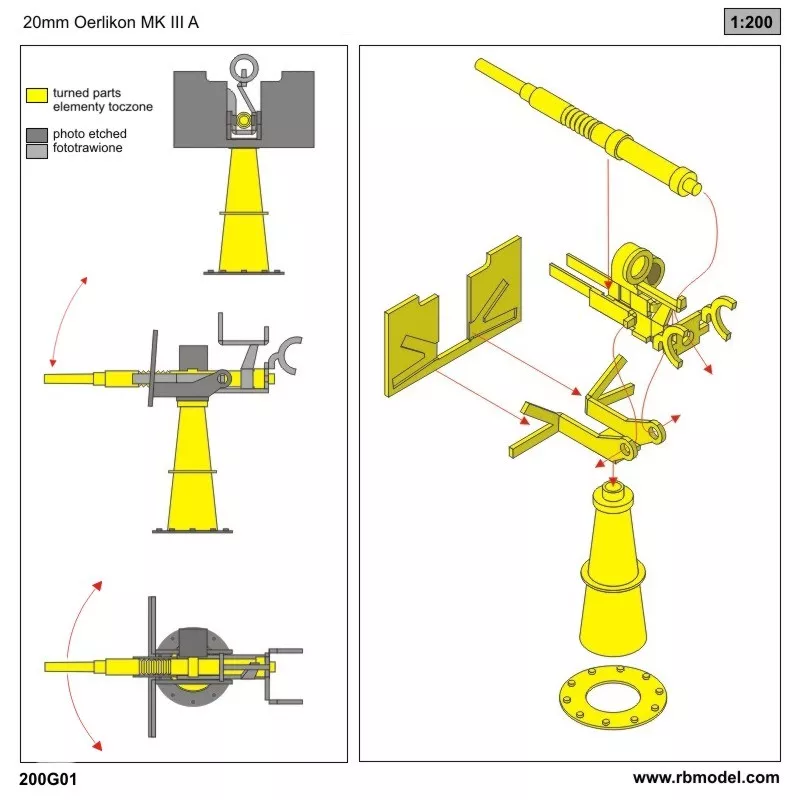 RB Model 200G01 20mm Oerlikon MK III A 1/200 – zdjęcie 2